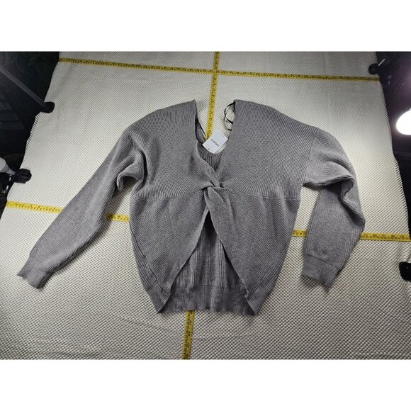 Forever 21 Women's 2X Gray Long Sleeve Twist Front Crop Y2K Cozy Soft - Picture 5 of 14